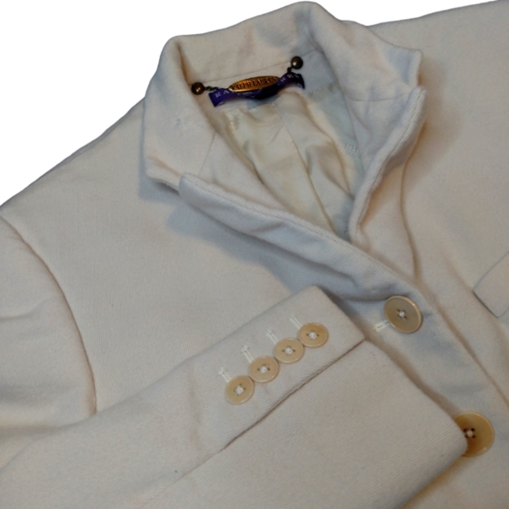 Ralph Lauren Vtg Purple‎ Tag 100% Wool Cream Lux Blazer size 10